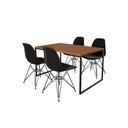 Ver imagem 2 de Mesa Industrial Base Ferro Preto Tampo 137x90 Canela 4 Cadeiras Eames Ferro Preto Assento Preto