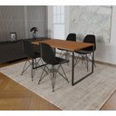 Ver imagem 1 de Mesa Industrial Base Ferro Preto Tampo 137x90 Canela 4 Cadeiras Eames Ferro Preto Assento Preto