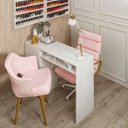 Ver imagem 3 de Mesa Nails Pérola 117x40 Cm com Gaveteiro e Prateleira sem Aspirador