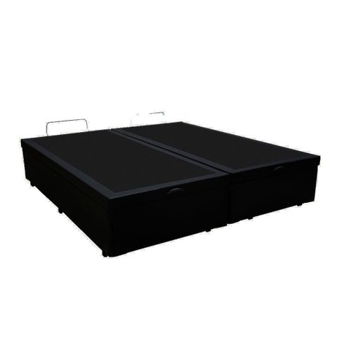 Cama Box Baú Casal Bipartido Eleganceortopédico Blindado com Colchão Espuma D33 Courino Preto