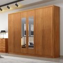 Ver imagem 4 de Guarda Roupa Casal Livorno 6 Portas 6 Gavetas com Espelho Cinamomo - Novo Horizonte