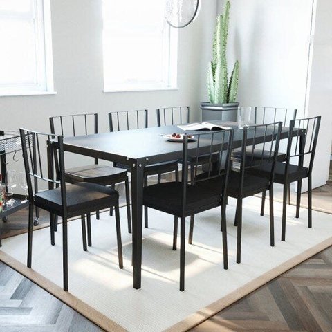 Mesa de Jantar 6 Lugares Aço 185x90cm Rio Preto