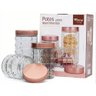 PORTA MANTIMENTOS CONJUNTO HERMETICOS COM 3 PEÇAS EM VIDRO INOX ROSE GOLD RETRO LUXO - 2