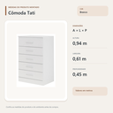 Ver imagem 3 de Cômoda Tati 5 Gavetas para Quarto Branco Formimóveis