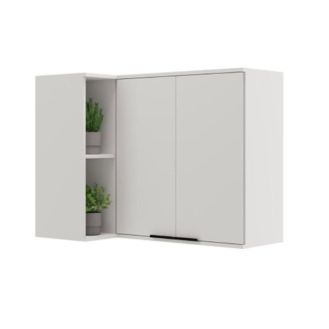Armário Aéreo Cozinha Modulado Alpha 2505 Canto Reto C/ 2 Portas 94cm Branco - Carraro