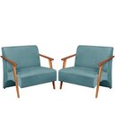 Ver imagem 1 de Poltrona Namoradeira Venus Braço Madeira Maciça Suede Unidecor Turquesa