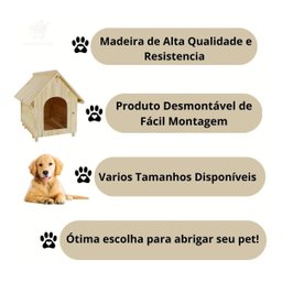 Casinha de Cachorro De Madeira Sem Pintura Simples Extra Grande n5 - 5