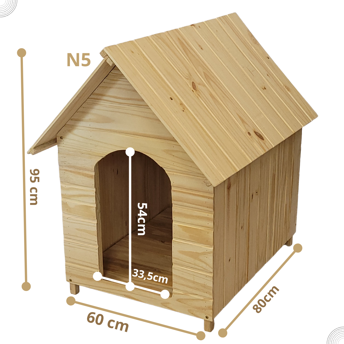 Casinha de Cachorro De Madeira Sem Pintura Simples Extra Grande n5 - 3