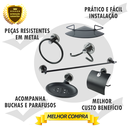 Ver imagem 2 de Kit Acessório para Banheiro Aço Inox 6 Peças com Porta Shampoo Vidro Canto Preto Fosco Cód. 1850