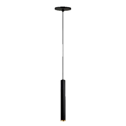 Pendente Tubo Palito 30cm - Preto com Anel Ouro