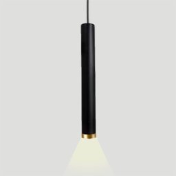 Pendente Tubo Palito 30cm - Preto com Anel Ouro - 3