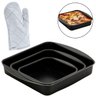 Jogo de Assadeiras Forma Quadrada 03 Peças Antiaderentes + Luva Térmica Forrada - 1