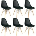 Ver imagem 1 de Kit 6 Cadeiras Colmeia Furadinha Heloisa Eloá Charles Eames Eiffel Base Madeira - Preta Preto