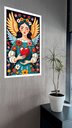 Ver imagem 1 de Quadro Decorativo Art Folk Mulher Asas Coração - 70x50cm:moldura Preta