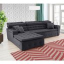 Ver imagem 4 de Sofá Orlando 2.40x1.70m com Chaise, Retrátil e Reclinável - Chumbo