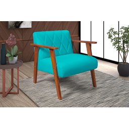 Kit Duas Poltronas Madri Material Sintético + Mesa Lateral:Turquesa - 3