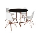 Ver imagem 2 de Mesa Industrial Jantar Redonda Preta 110cm Base V com 4 Cadeiras Eames Brancas Base Cobre