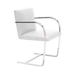 Cadeira Brno Couro Natural Branco Barra Chata Cromada - 2