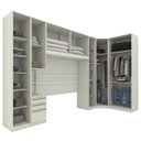 Ver imagem 3 de Quarto Modulado Casal Seletto 6 Peças com Canto Oblíquo Areia - Móveis Henn