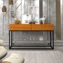 Ver imagem 3 de Aparador Moderno para Hall de Entrada 110 Cm Base Metálica Preta Mdf/mdp Resistente com Gavetas:natu
