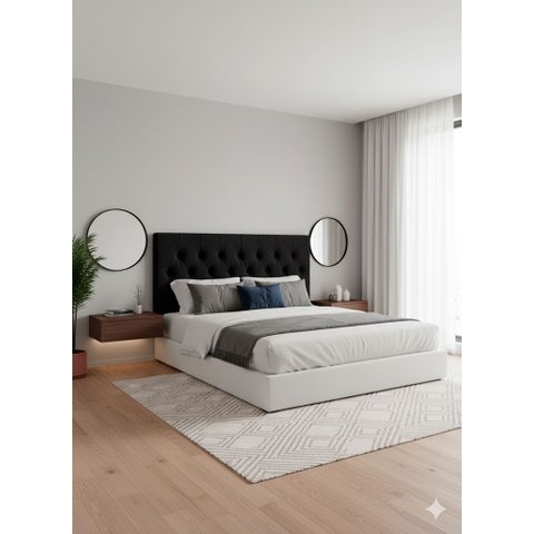 Cabeceira Capitonê Cama Queem 1.60 Dubai Preto