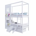 Ver imagem 2 de Beliche Casinha Reta 2 Janelas 2 Gavetas Escorregador Branco