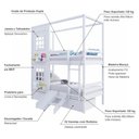 Ver imagem 5 de Beliche Casinha Reta 2 Janelas 2 Gavetas Escorregador Branco