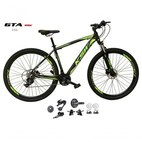 Bicicleta Aro 29 Ksw Xlt Kit 2x9 Gta Sunrun Freio Disco K7 11/36 Pedivela 24/38d Garfo com Trava -