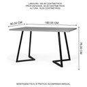 Ver imagem 4 de Mesa de Jantar Industrial Retangular 180x90cm 6 a 8 Lugares Rigo MDF Preta - Straub Web