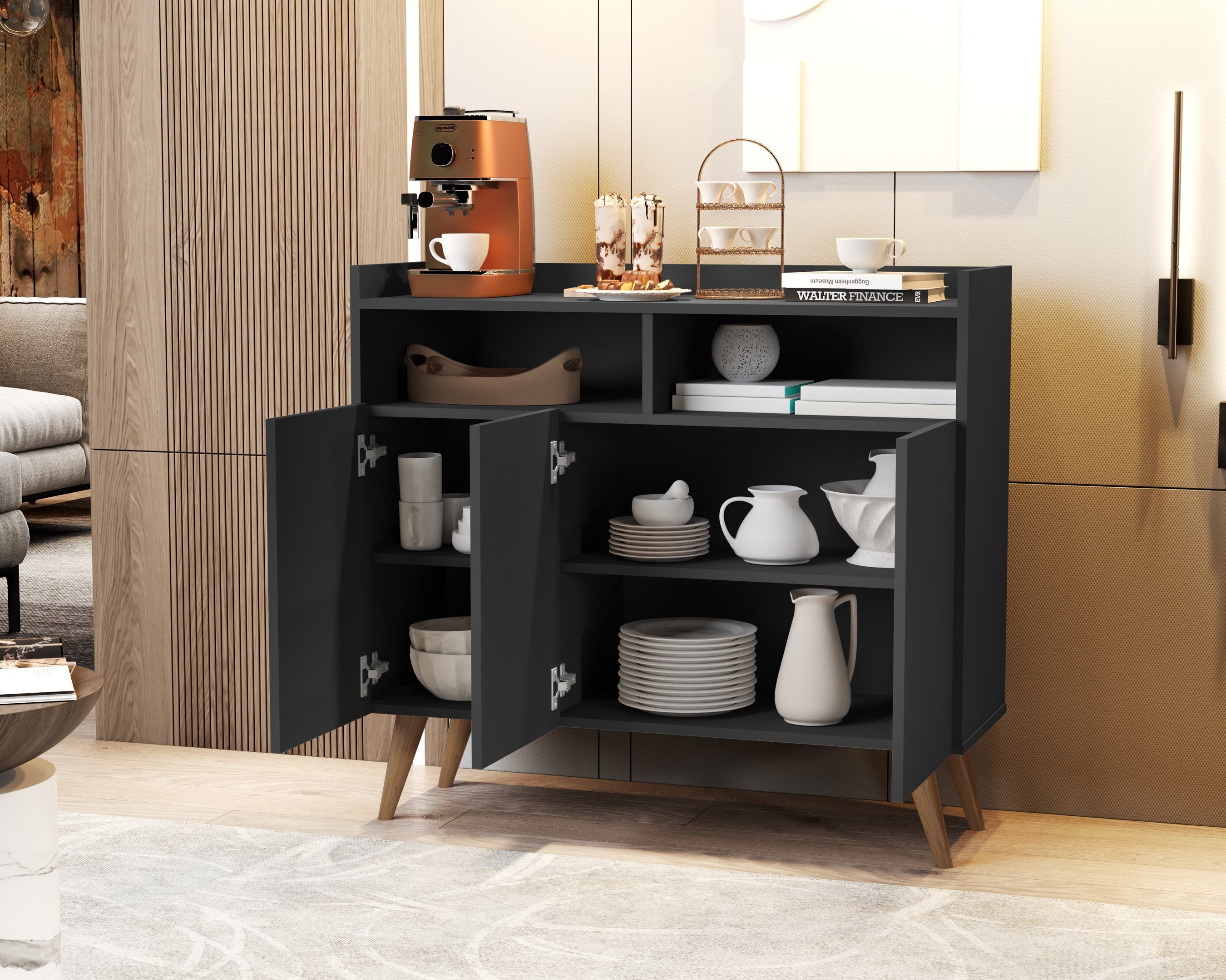 Balcão / Aparador Buffet Celta / Wind Retro 3 Portas - Black - 4