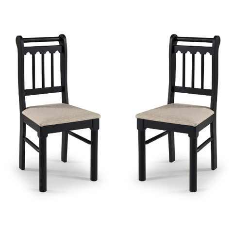 Conjunto Com 2 Cadeiras em Madeira Maciça Mv Outlet Preto