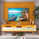 Ver imagem 1 de Rack com Painel para TV até 84 Polegadas com LED 100% MDF 217CMX237CM Pés em Madeira Maciça 3 Gavetas e Luminare Requinte