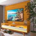 Ver imagem 6 de Rack com Painel para TV até 84 Polegadas com LED 100% MDF 217CMX237CM Pés em Madeira Maciça 3 Gavetas e Luminare Requinte