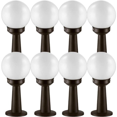 Jogo 8 Balizadores Jardim Quintal Globo Clássico Luminárias de Chão Decorativa Dital Bivolt