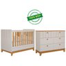 Quarto de Bebê Completo Berço Americano Cômoda 100% Mdf Off White/nature - 2