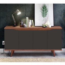 Buffet 160cm 4 Portas Pés em Madeira Maciça Grace Versátile - 1