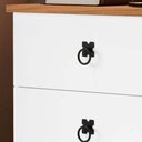 Ver imagem 4 de Mesa de Cabeceira Retrô com 3 Gavetas Madri:Branco/Freijó