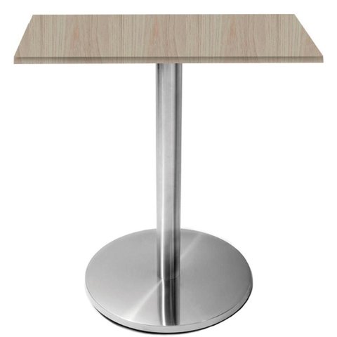 Mesa Beta Inox 75 cm Altura Disco Redondo Tampo MDP Quadrado 80 cm Largura X 2,50 cm Altura