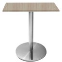 Ver imagem 1 de Mesa Beta Inox 75 cm Altura Disco Redondo Tampo MDP Quadrado 80 cm Largura X 2,50 cm Altura