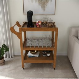 Carrinho Multiuso Server C/ Rodízios Madeira Cor Old Ofertamo - 2