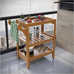 Carrinho Multiuso Server C/ Rodízios Madeira Cor Old Ofertamo - 3