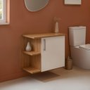 Ver imagem 2 de Gabinete para Banheiro com Espelheira 50cm MDF Freijo com Branco Moscou - On Móveis
