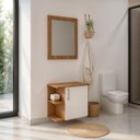 Ver imagem 1 de Gabinete para Banheiro com Espelheira 50cm MDF Freijo com Branco Moscou - On Móveis