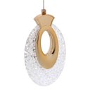 Ver imagem 1 de Pendente Oval Cristal Texturizado Led 7w 3 Cores 3000k 4000k 6500k Dourado Polido Interno Bivolt