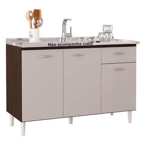 Balcão de Pia 120 cm Chocolate Off White – Poquema