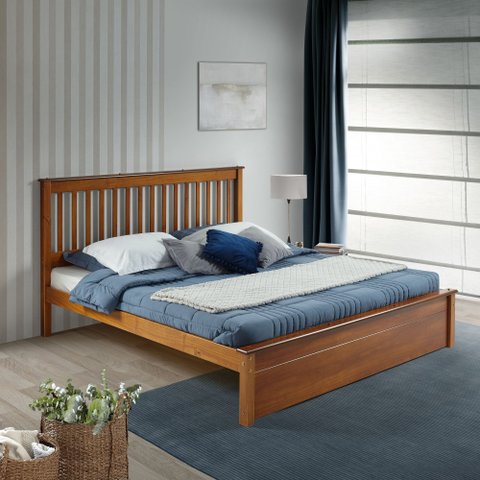 Cama Queen em Madeira Maciça Mv Outlet Mel