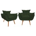 Ver imagem 1 de Kit 2 Poltronas Decorativa Opala Suede Verde Pés Madeira Ms Decor