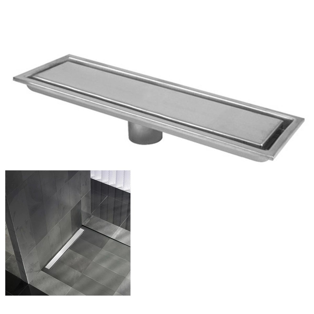 Ralo Linear Oculto 50cm Aço Inox Banheiro Lavabo Anti Odor Anti Inseto Invisivel Seguro Resistente H