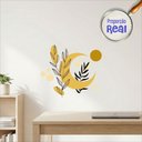 Ver imagem 1 de Adesivo Floral Boho Amarelo Estilo Nórdico 60x51 Minimalista Mod.05