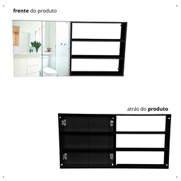 Nicho com Divisória + Armário 2 Portas Espelho Preto 50x60x15cm Preto - 4